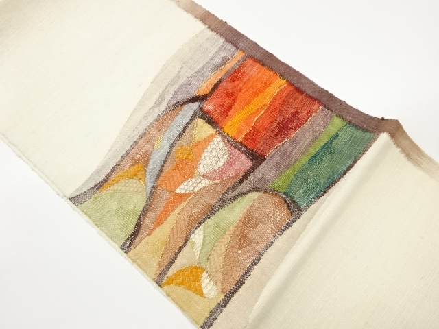 JAPANESE NAGOYA OBI / MAWATA TSUMUGI / WOVEN ABSTRACT